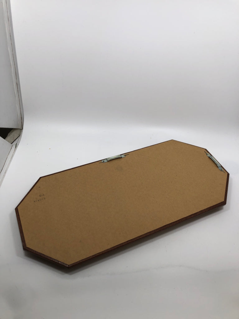 DARK WOOD GOLD ACCENT MIRROR.