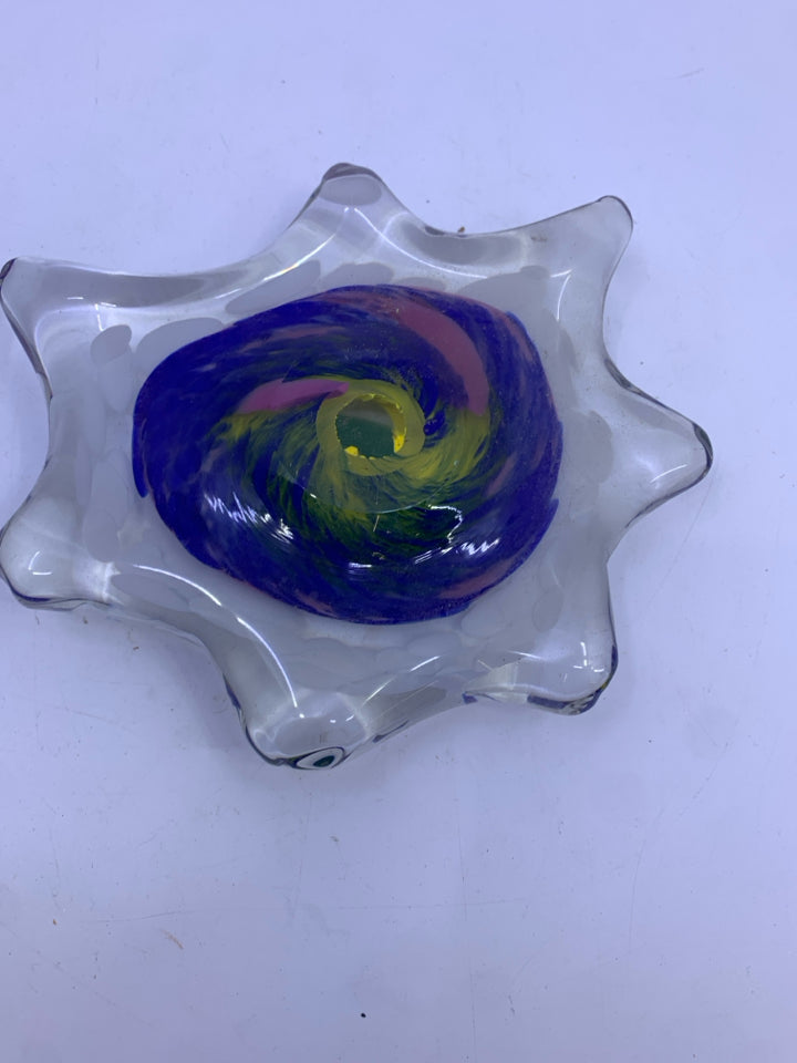 HEAVY COLORFUL SPLAT PAPERWEIGHT.