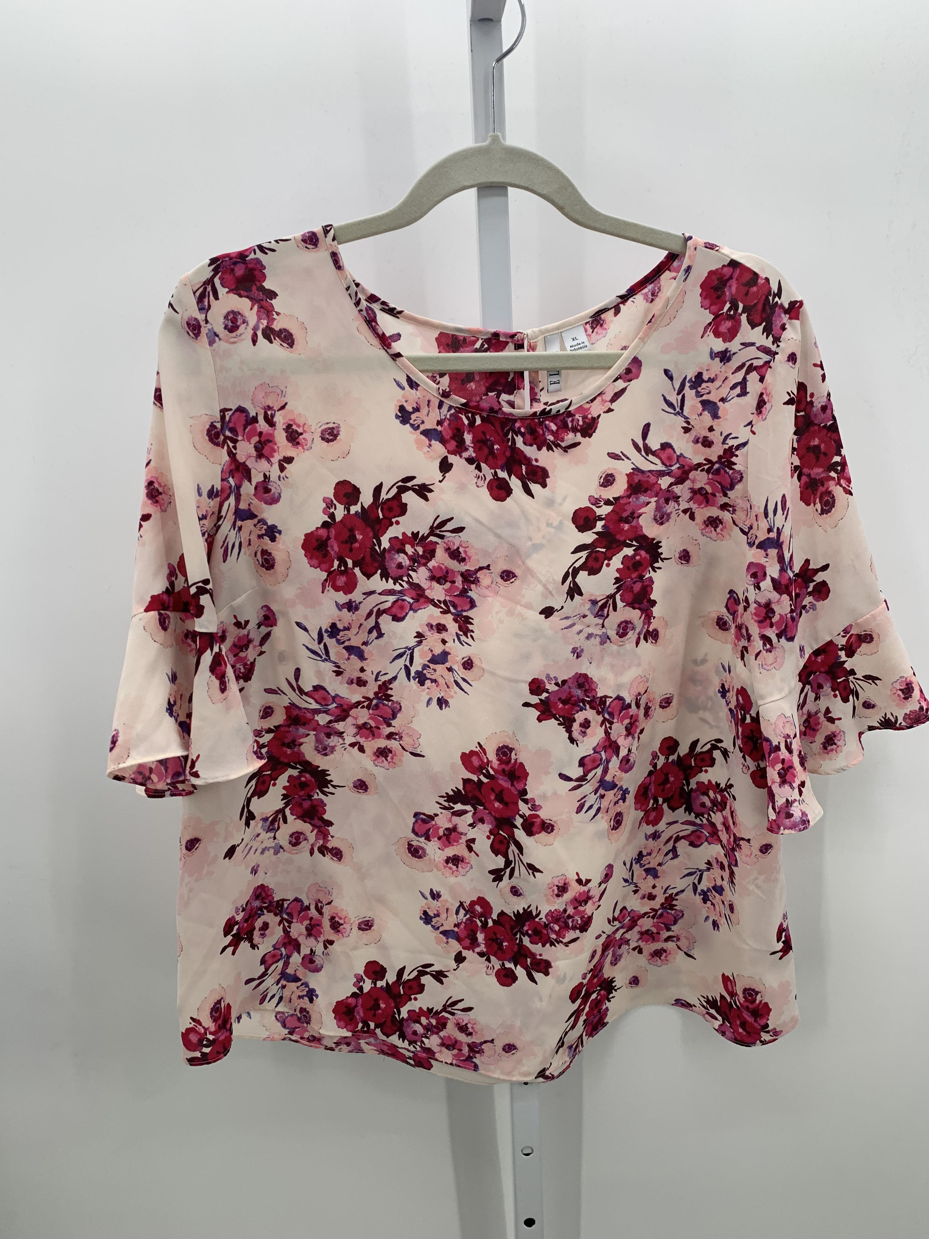 Elle Size Extra Large Misses Short Sleeve Shirt