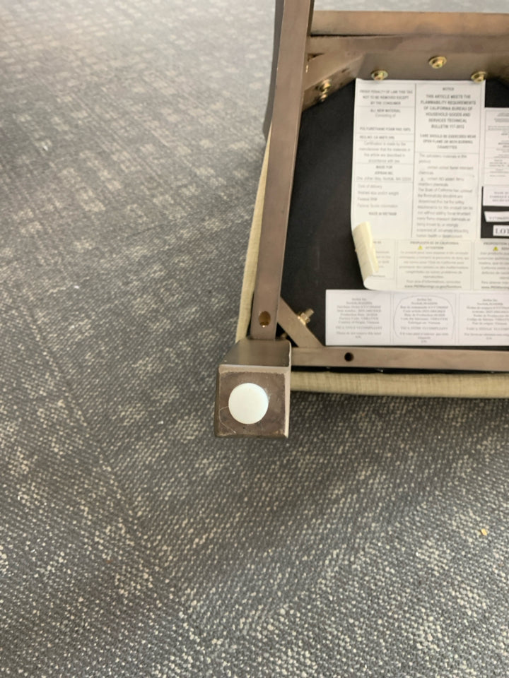 DK WOOD WRITING DESK AND CHAIR W/OUTLETS LAP DRAWER.