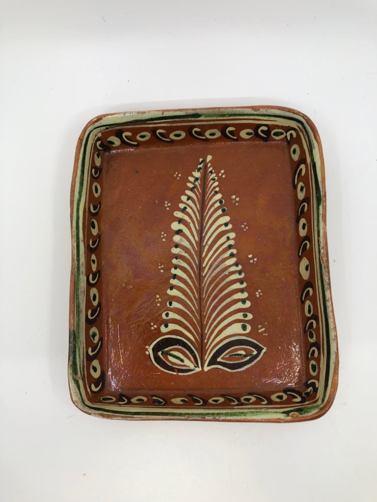 RED AND CREAM POTTERY TRAY.