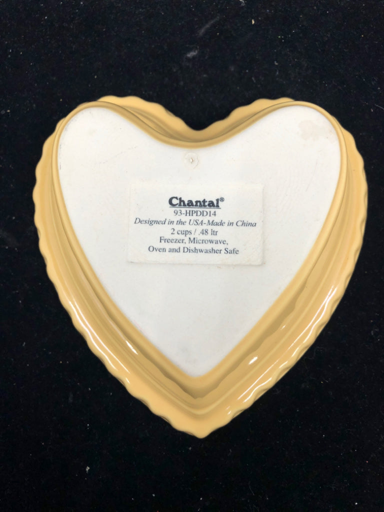 YELLOW STONEWARE HEART BOWL.