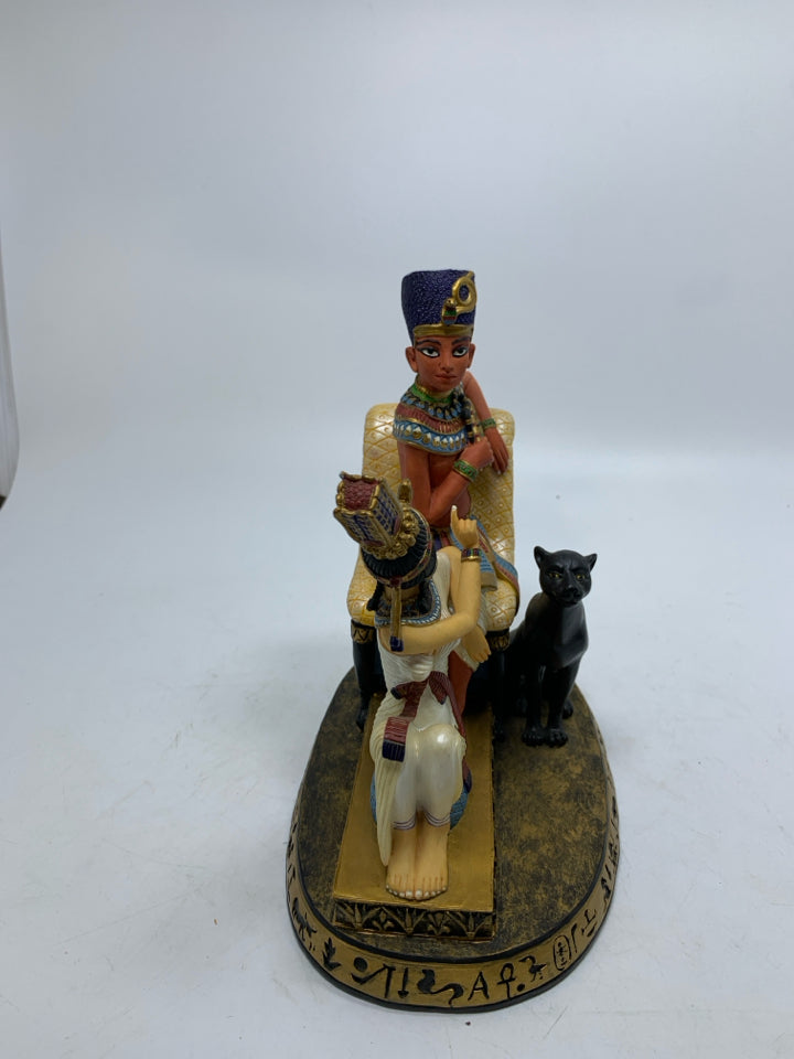 HEAVY EGYPTIAN STYLE WOMAN RESTING ARM ON MANS KNEES RESIN.