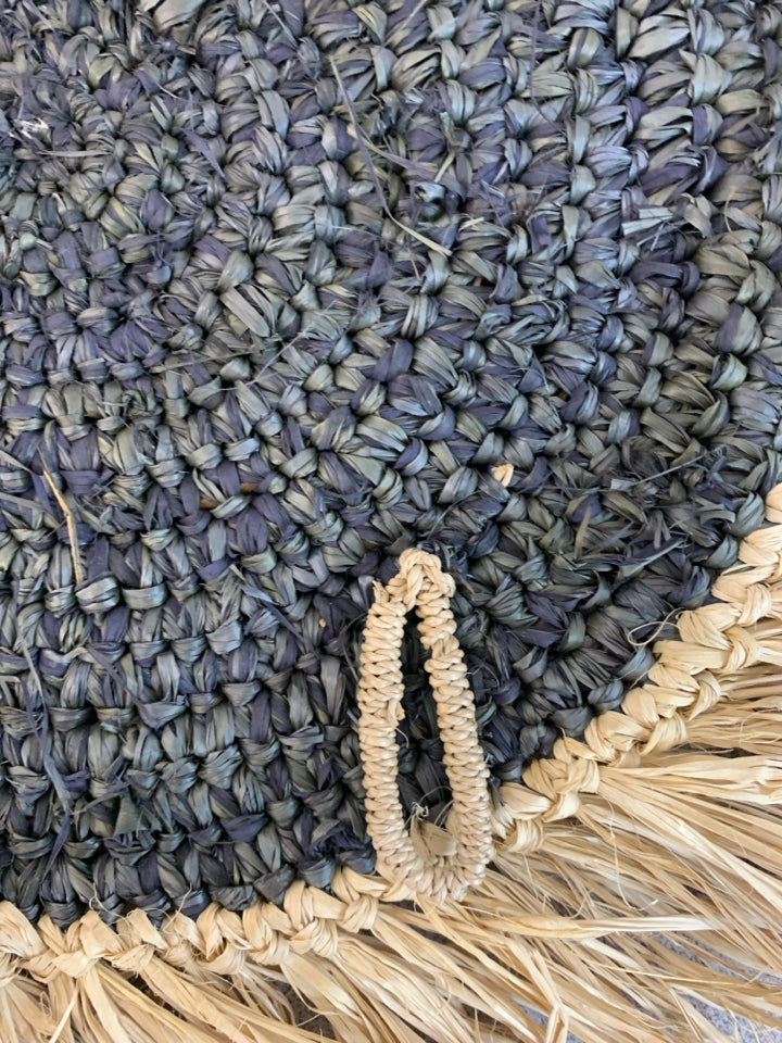GRAY JUTE WALL-HANGING.