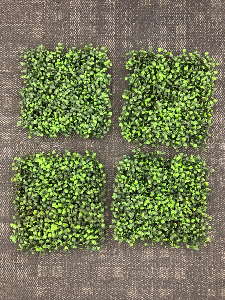 4 FAUX GREENS/GRASS  WALL SQUARES.