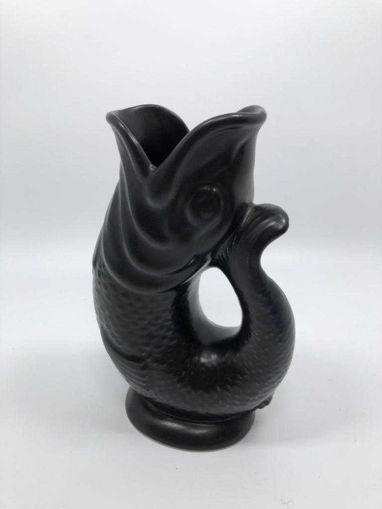 BLACK DARTMOUTH GURGLE JUG.