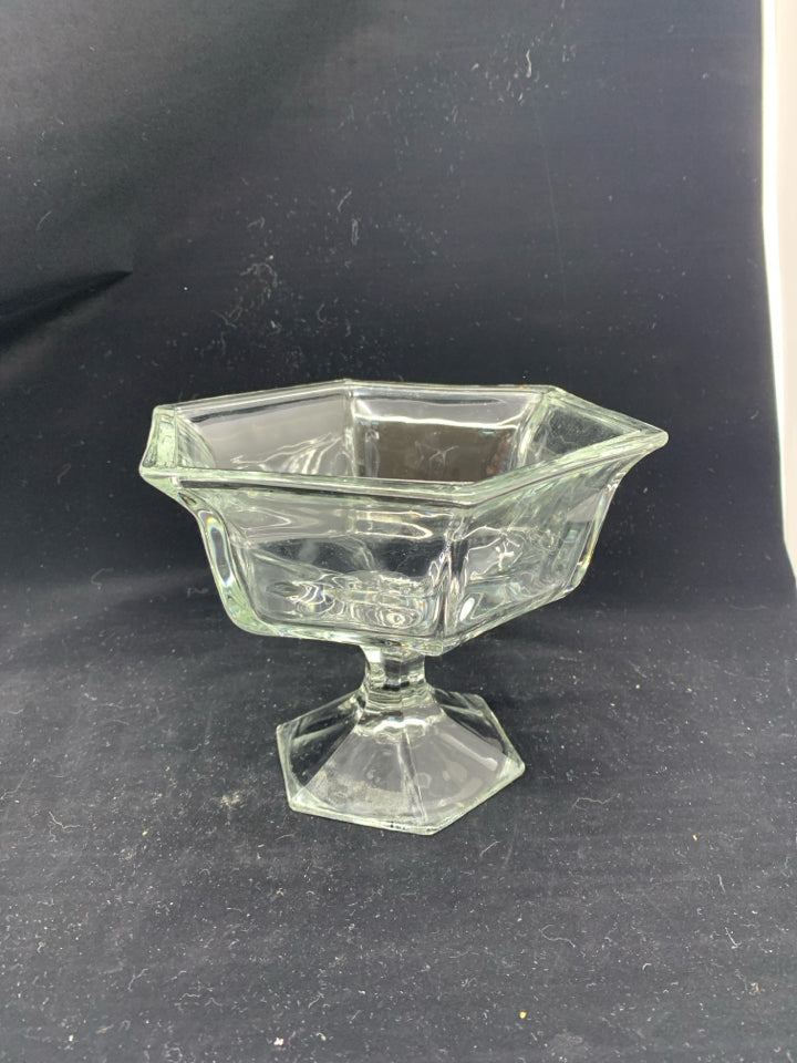 FOOTED HEXAGON CANDY BOWL.