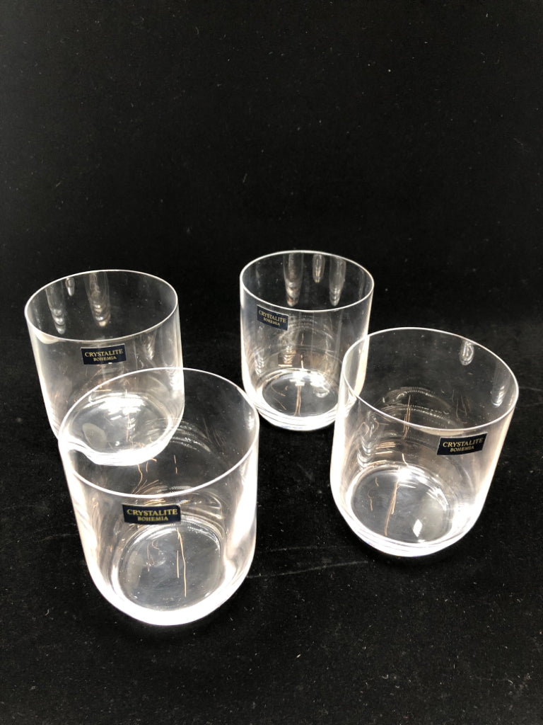 4 CRYSTALITE BOHEMIA CRYSTAL GLASSES.