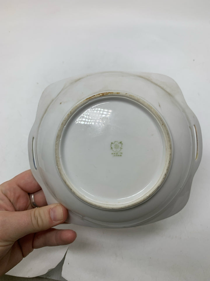 VTG HOUSE W/ TREE NEAR WATER ASIAN STYLE BOWL W/ HANDLES.