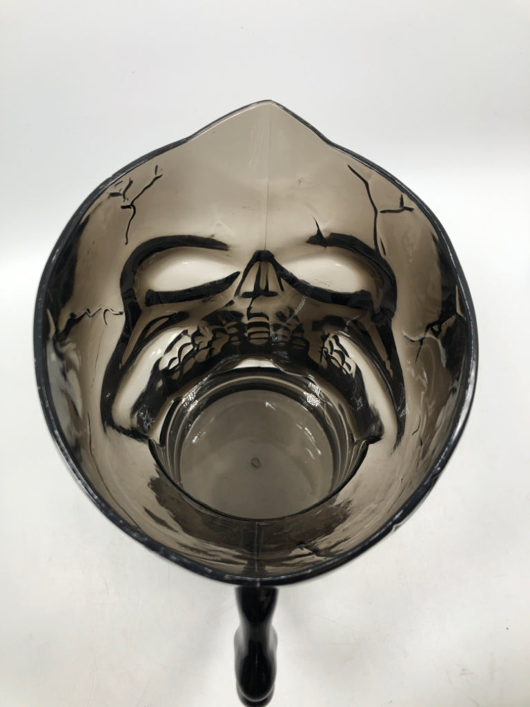 BLACK PLASTIC SKULL PITCHER.