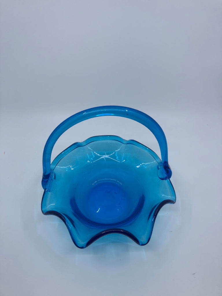 LIGHT BLUE GLASS BASKET.