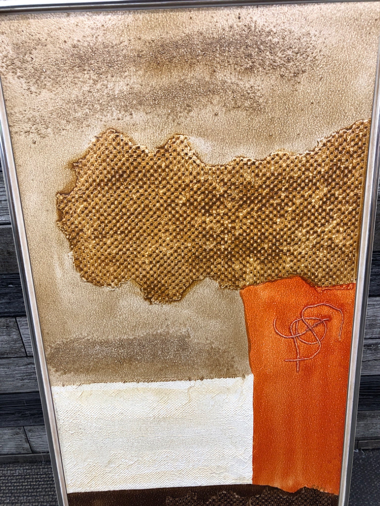 ORANGE AND BROWN ABSTRACT WALL ART.