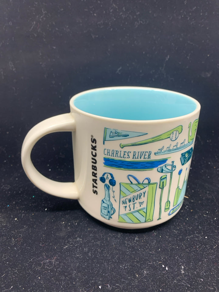 STARBUCKS GREEN BLUE BOSTON MUG.