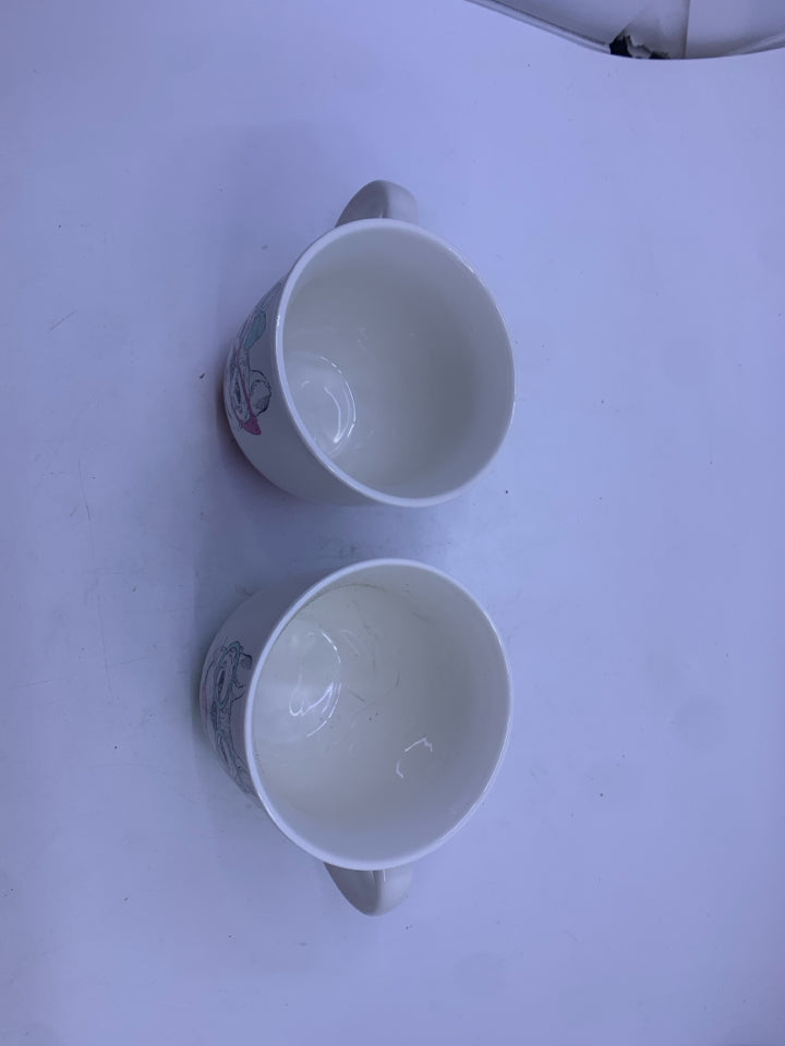2 FRENCHY MUGS W/ GLASSES BOY/GIRL.