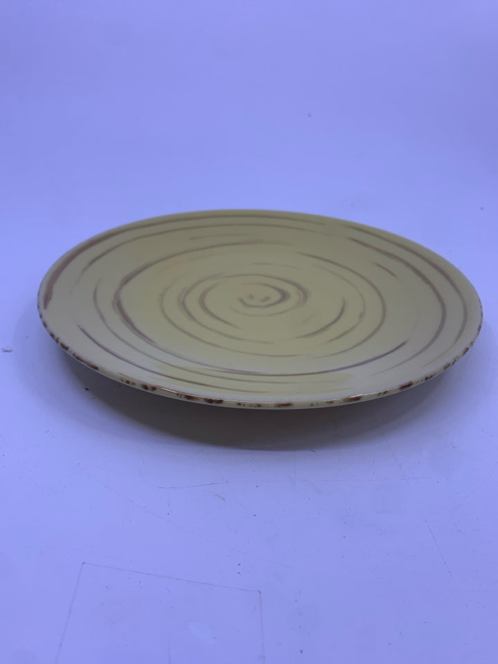 7 BRIGHT YELLOW PATTERN DESSERT PLATES.