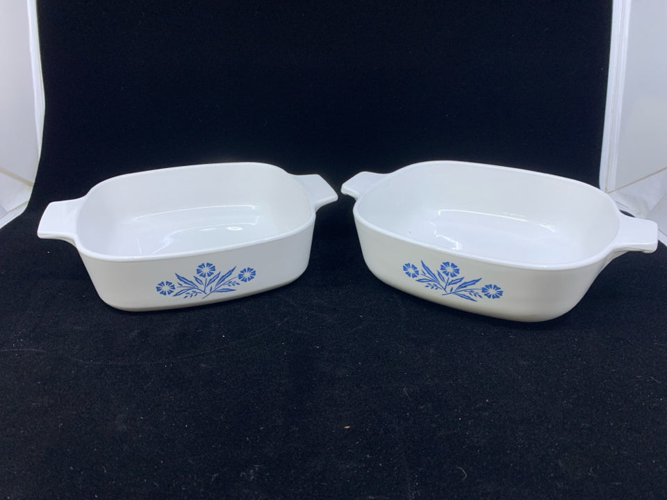 2 CORNFLOWER BLUE BAKERS.