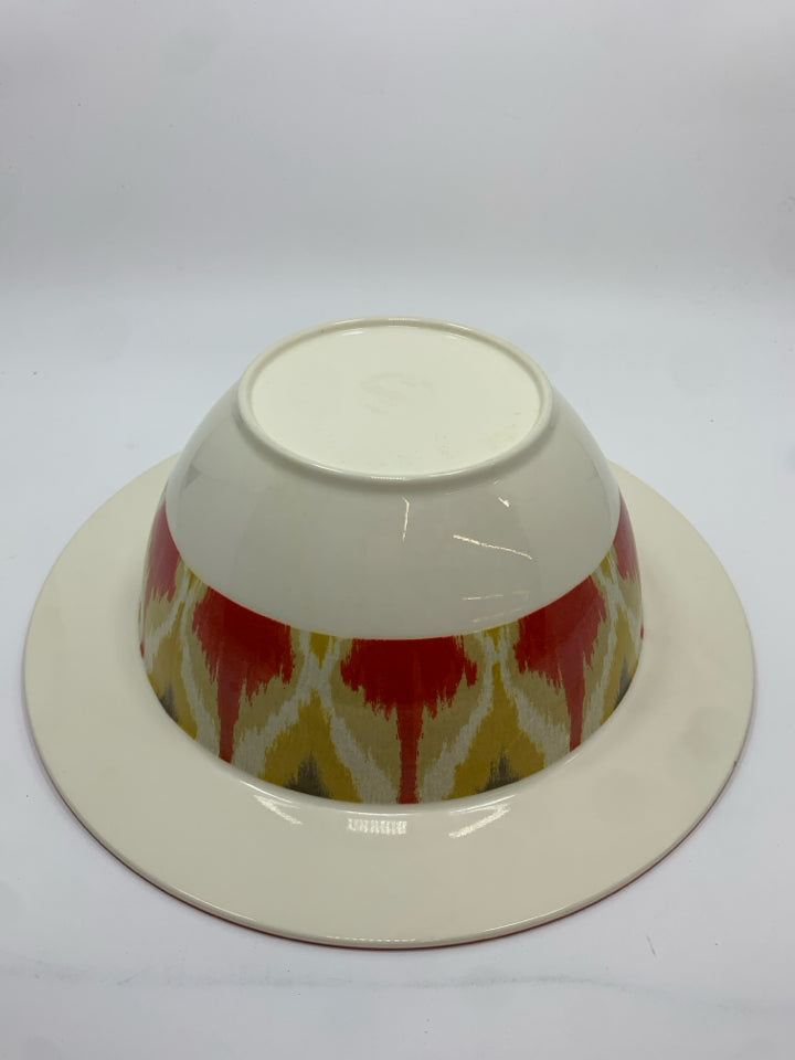 CORAL ORANGE MELAMINE SERVING BOWL.
