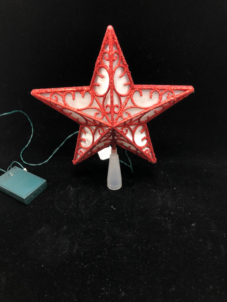 LIGHT-UP RED STAR TREE TOPPER.
