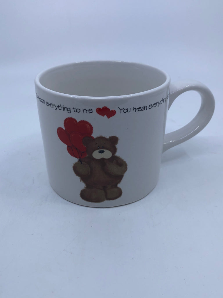 YOU MEAN EVERYTHING VALENTINES BEAR MUG.