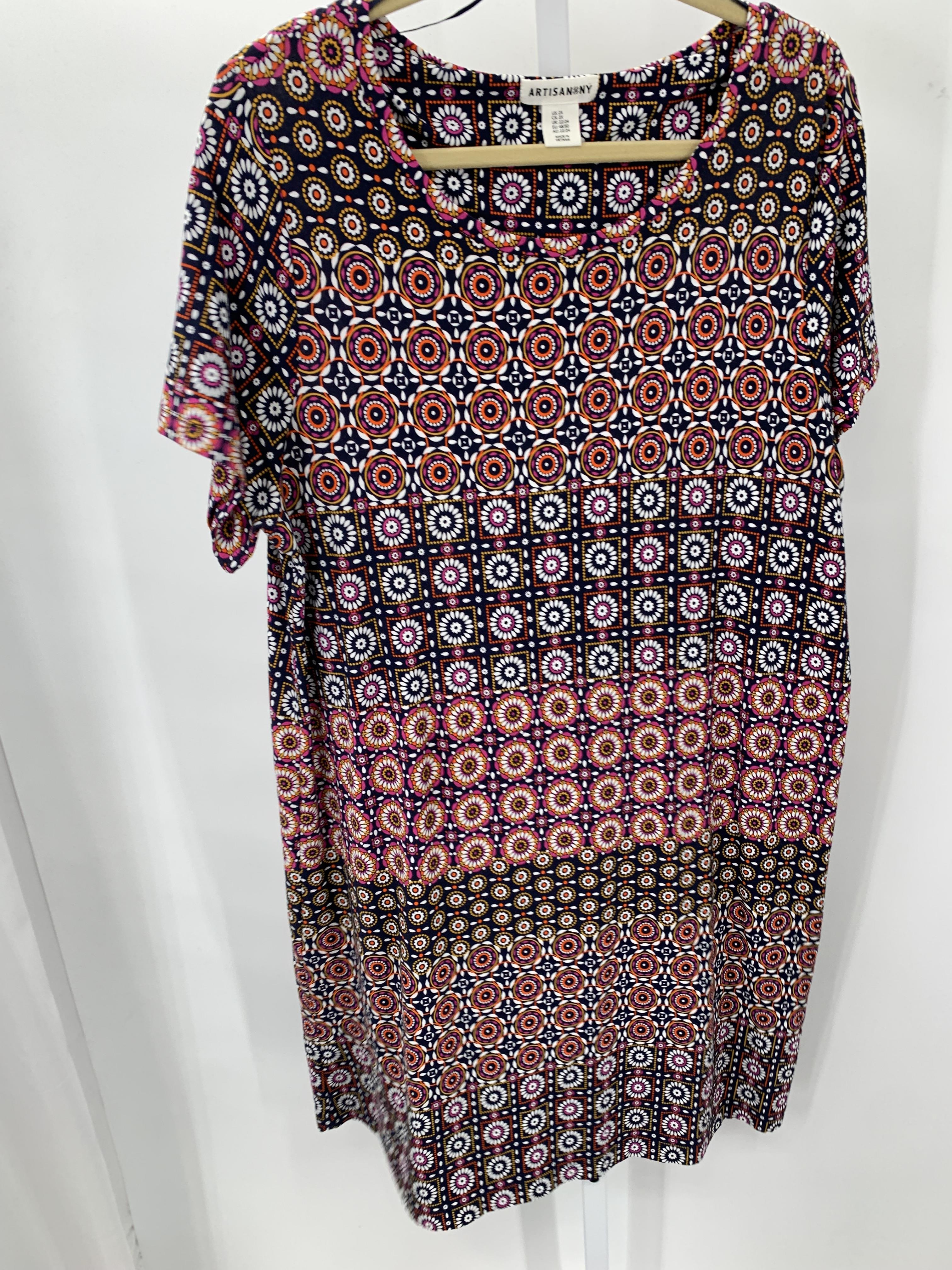 Artisan NY Size 2X Womens Short Sleeve Dress