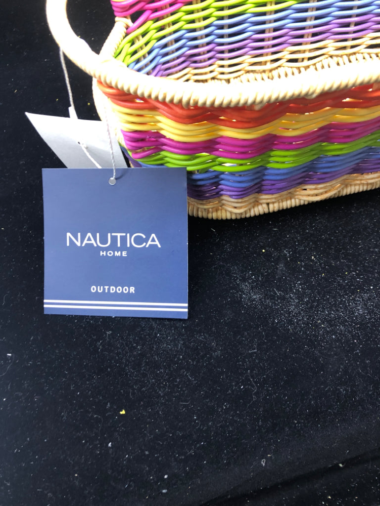 NAUTICA RAINBOW WICKER OVAL BASKET.