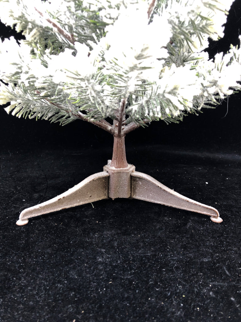 FAUX SNOW TREE W GREY STAND.