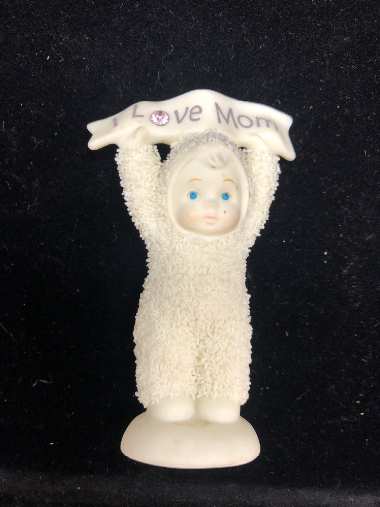 I LOVE MOM SNOW BABY FIGURINE.