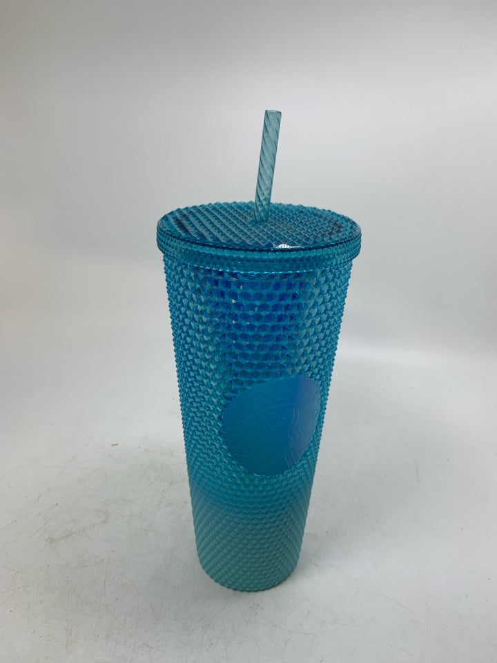 GRADIENT GLACIER BLUE OMBRE VENTI STUDDED TRAVEL TUMBLER 2023.
