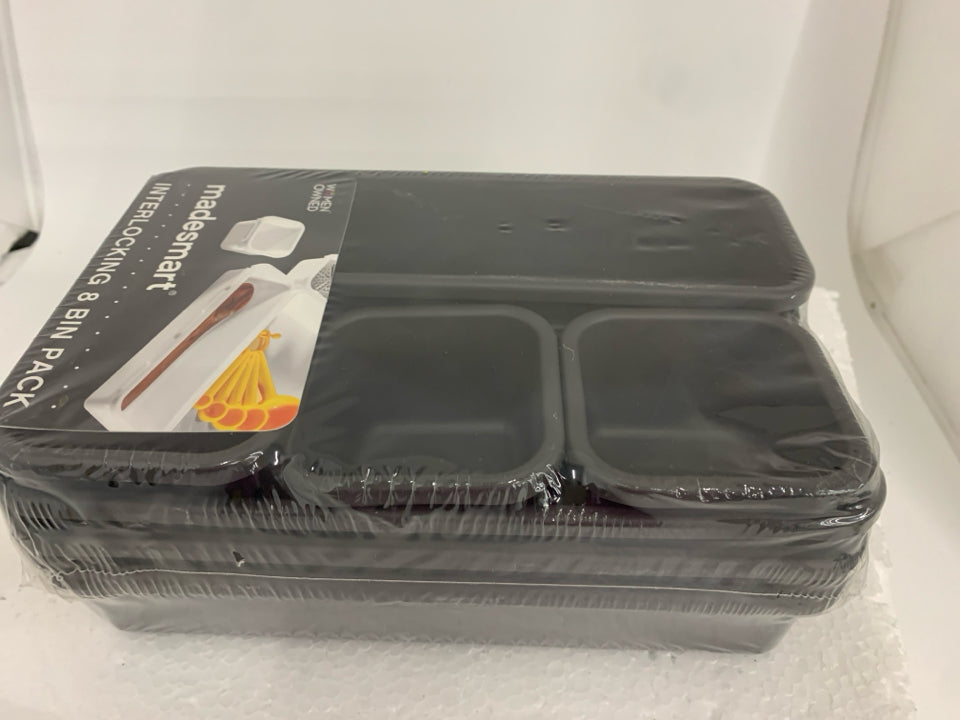 NIP BLACK PLASTIC INTERLOCKING 8 BIN PK.