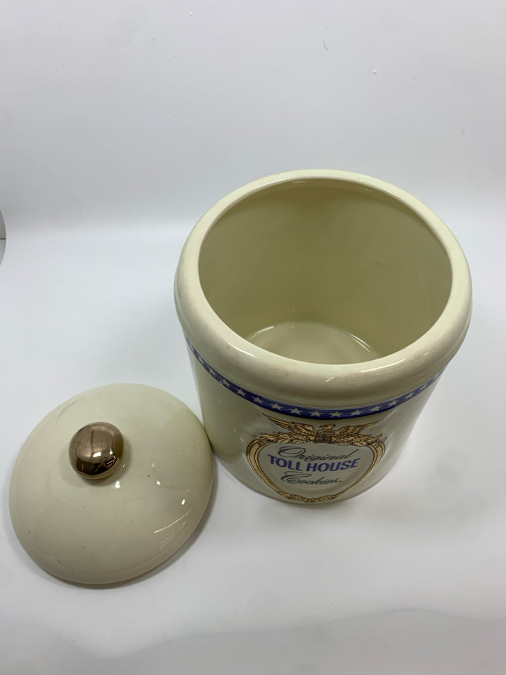 WHITE TOLL HOUSE COOKIE JAR.