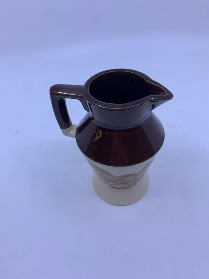 VTG SMALL BROWN TAN EAGLE PITCHER.