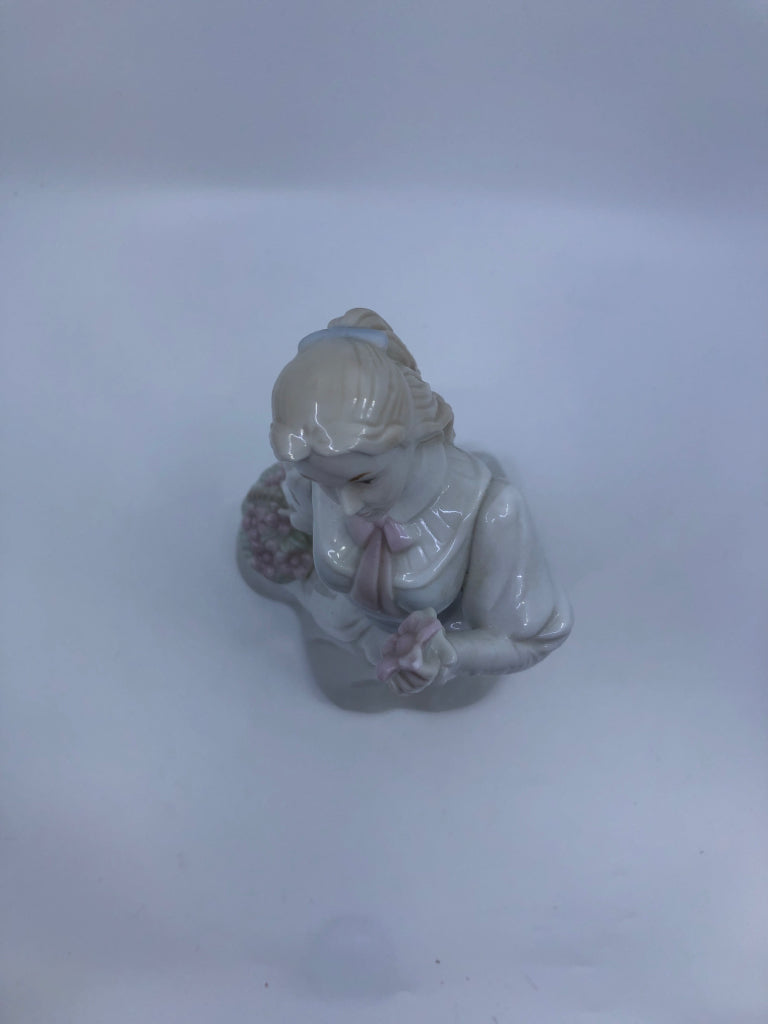 LADY W/BASKET OF FLOWERS PORCELAIN FIGURINE.