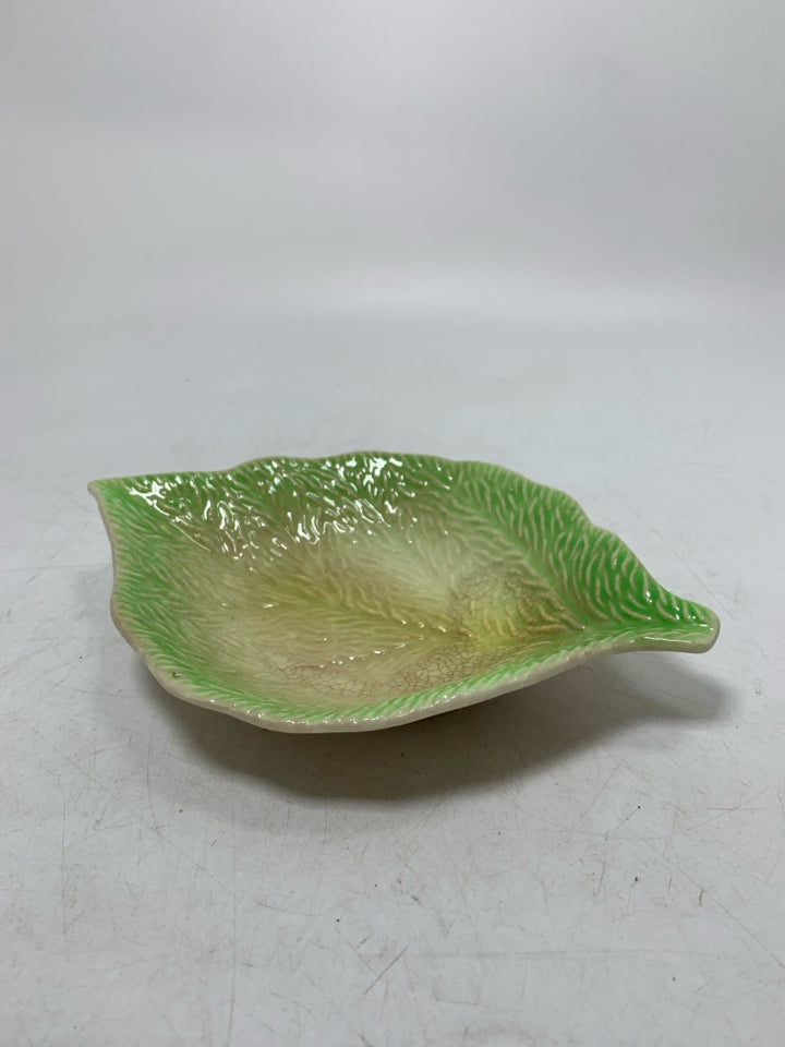 VTG TEXTURED LEAF SHAPED TRINKET BOWL.