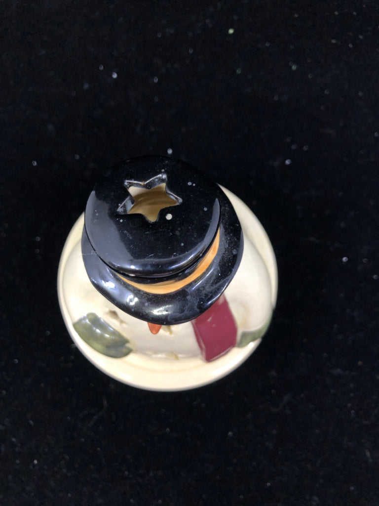 2PC SNOWMAN TEA LIGHT HOLDER.