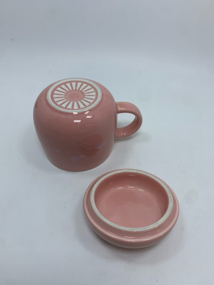 SAKURA PINK CAT MUG W/LID.