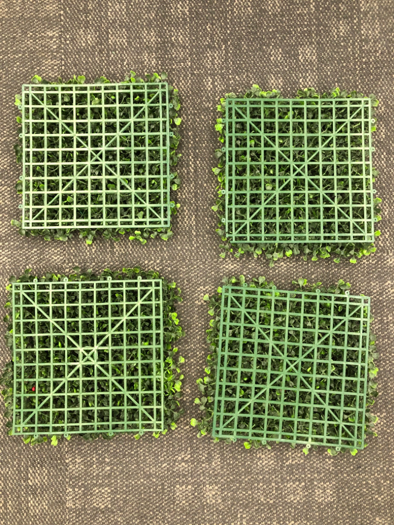 4 FAUX GREENS/GRASS  WALL SQUARES.