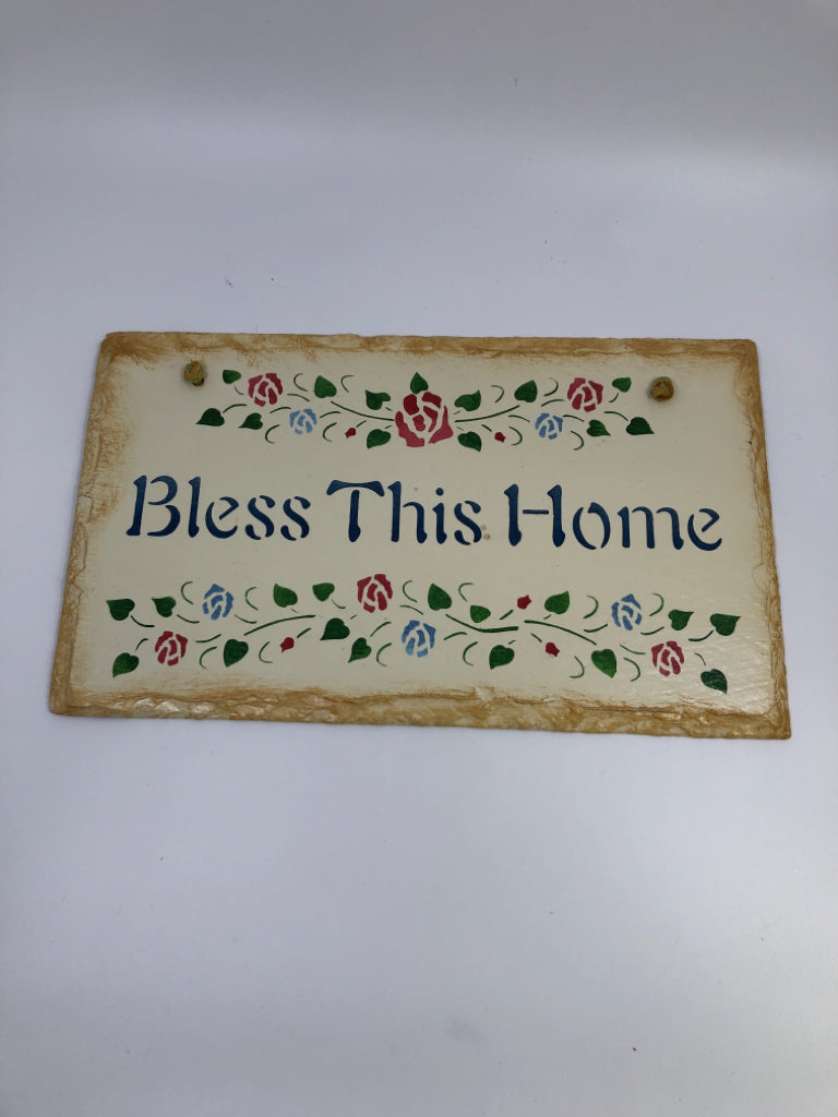 BLESS THIS HOME SLATE WALL DECOR.