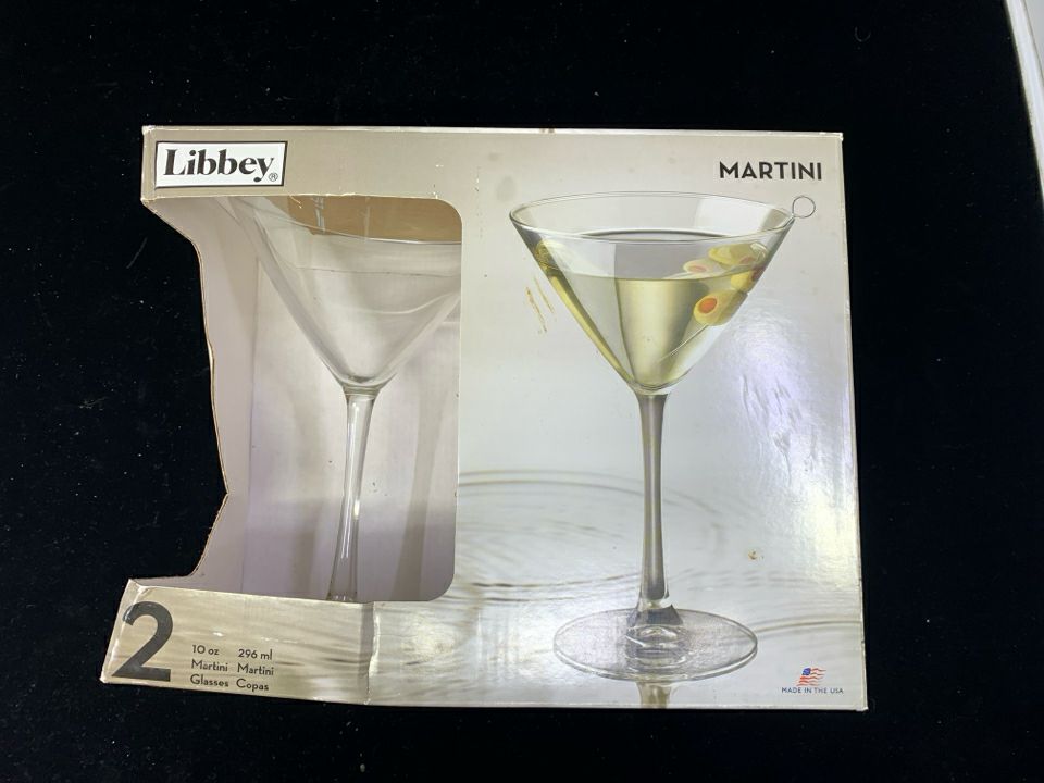 2 NIB LIBBY MARTINI GLASSES.