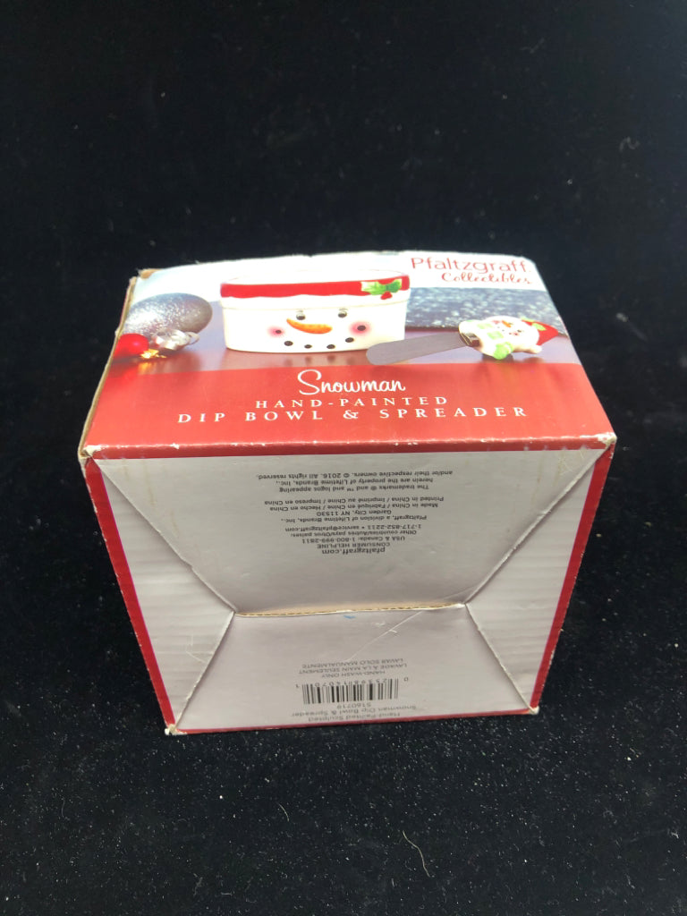 NIB PFALTZGRAFF SNOWMAN DIP BOWL & SPREADER.