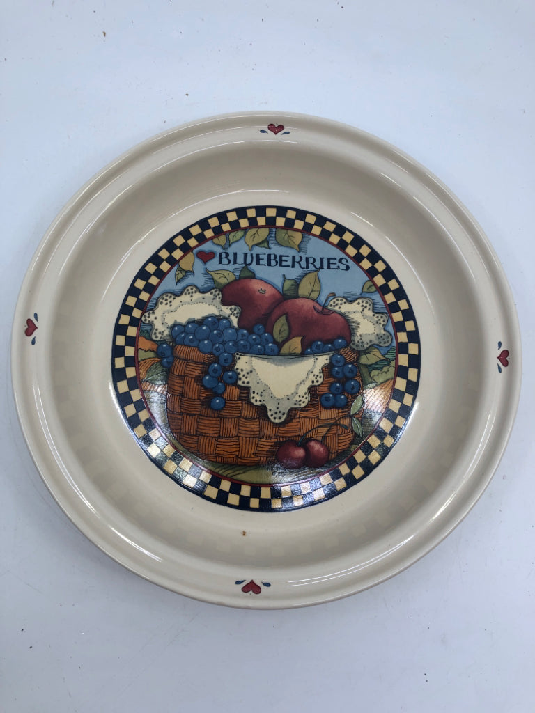 VTG TAN BLUEBERRIES PIE PLATE.