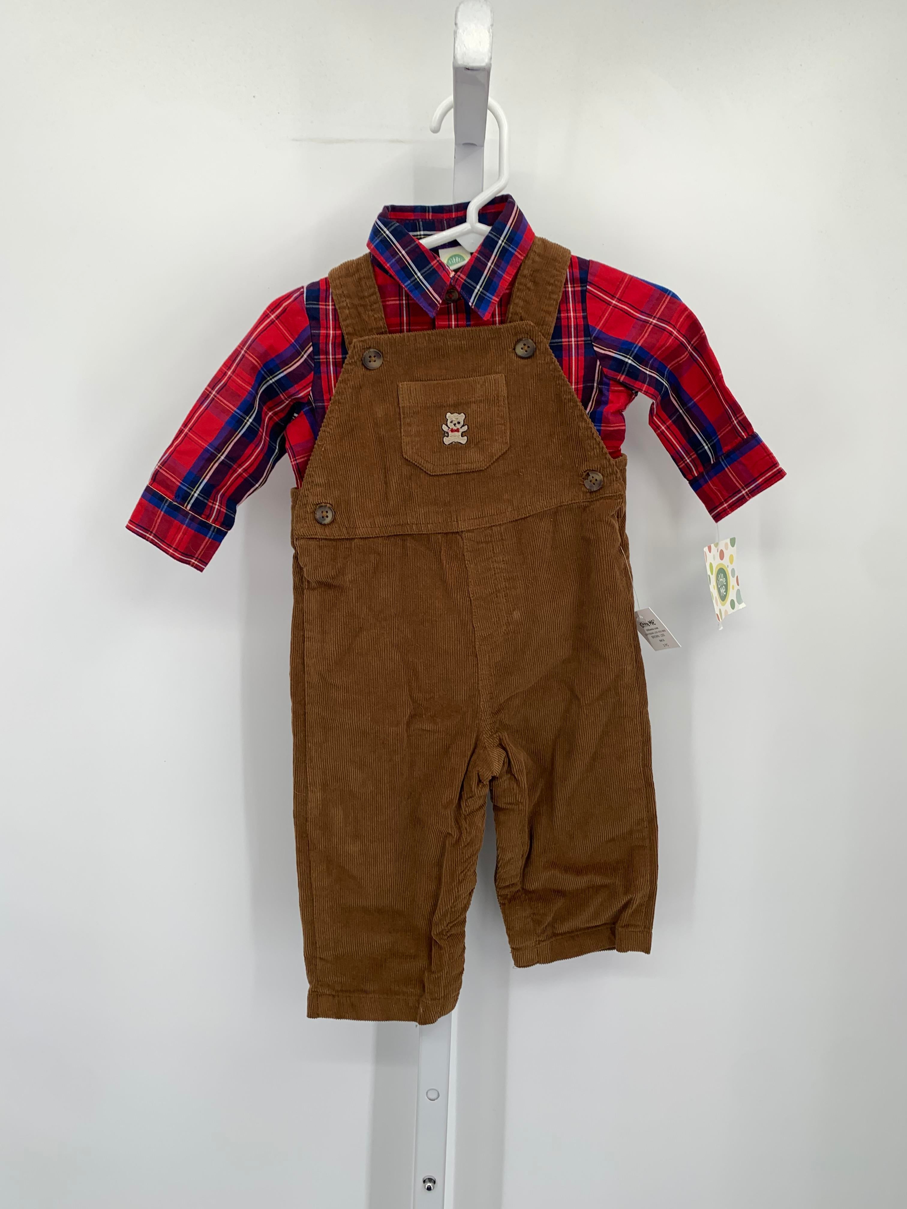 NEW PLAID SHIRT BROWN CORDUROY OVERALLS