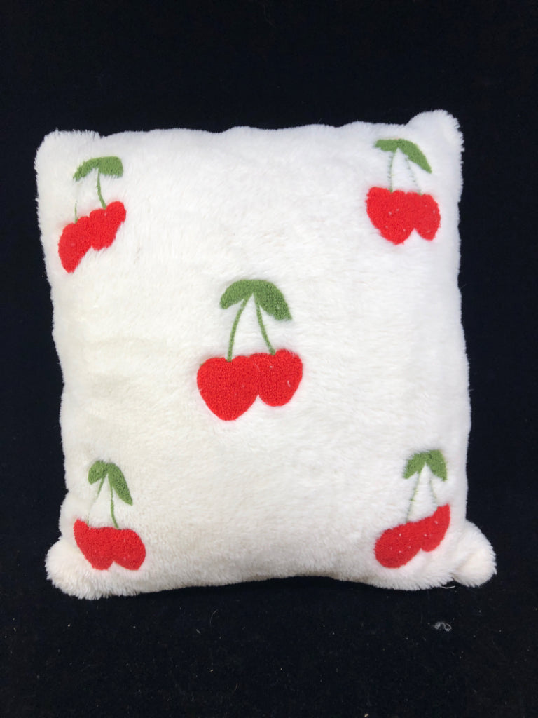SMALL WHITE W CHERRIES PILLOW.