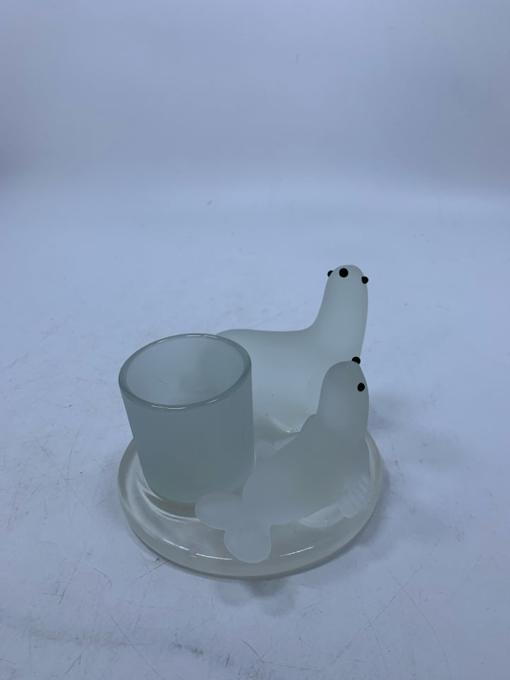 SEAL WITH PUP VOTIVE HOLDER- 2PC