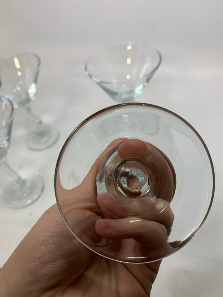 4 ZIGZAG STEM MARTINI GLASSES.