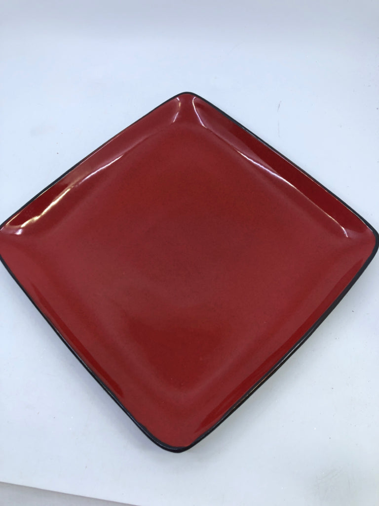 BLACK AND RED SERVING PLATE.
