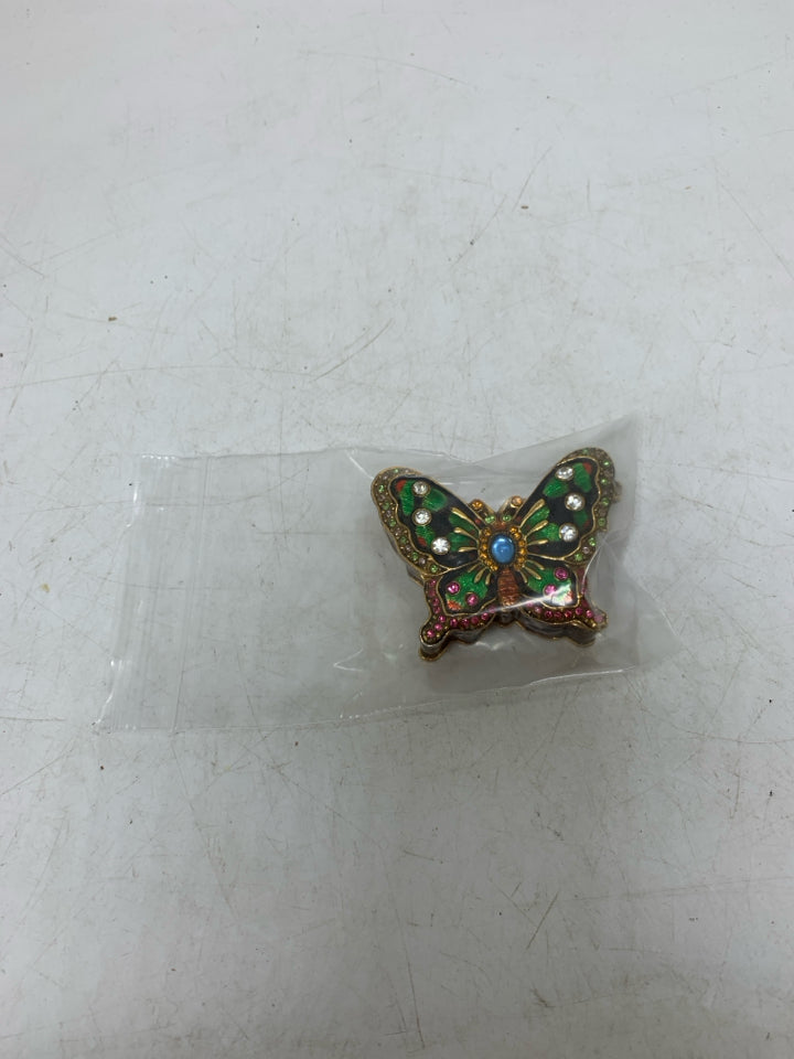 JEWELED BUTTERFLY TRINKET BOX IN BAG.