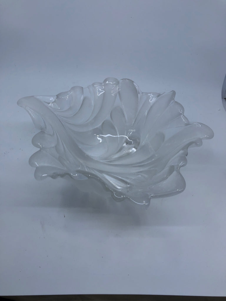 HEAVY FROSTED LEAF PATTERN BOWL.