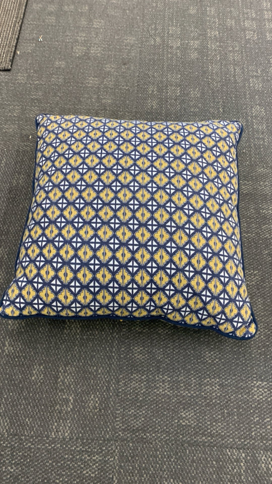 ORANGE/BLUE EMBROIDERED PILLOW.
