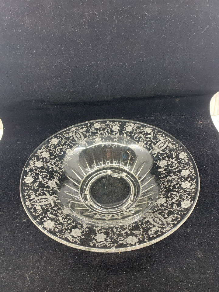 VTG ETCHED FLORAL BOWL.