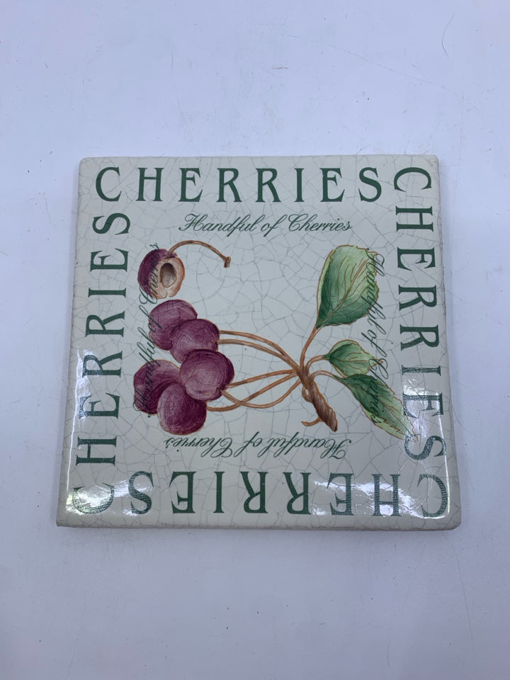 CHERRIES CERAMIC TRIVET.